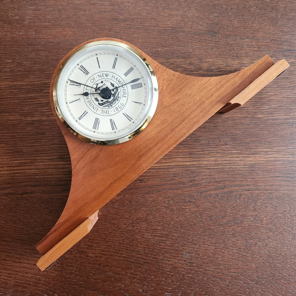 University Of New Hampshire Wooden Madison Cherry Mantle Desk Clock UNH NH WORKS - Picture 9 of 10